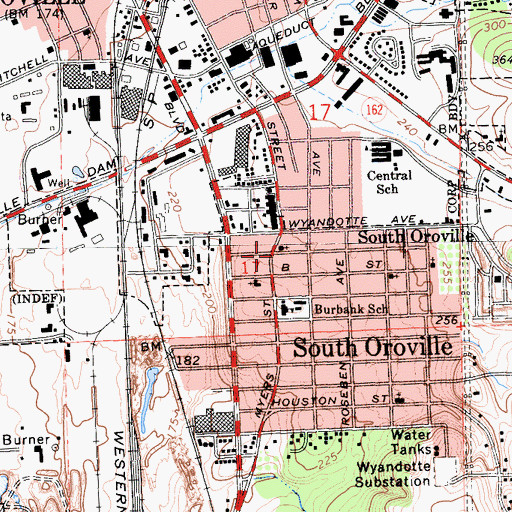 Topographic Map of Grace Baptist Church, CA