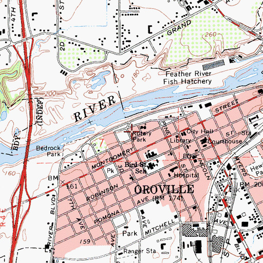 Topographic Map of Oroville Chinese Temple, CA