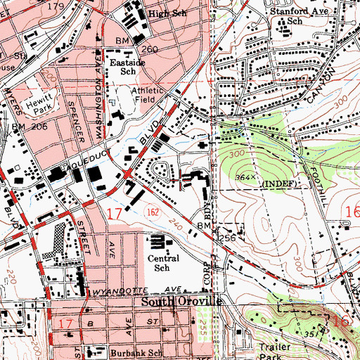 Topographic Map of Oroville Hospital, CA