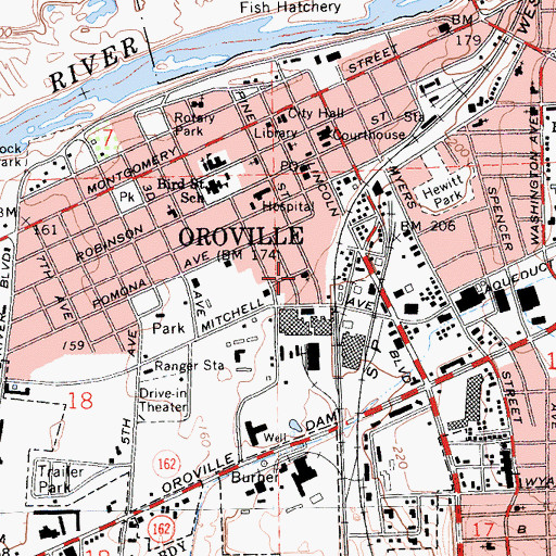 Topographic Map of Pentecostal Assembly of God Tabernacle, CA