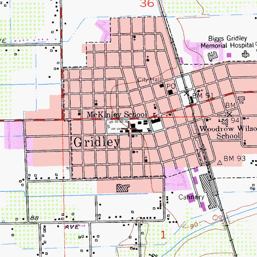 Topographic Map of Sycamore Elementary School, CA