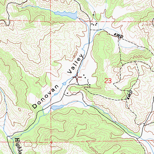 Topographic Map of Blood Ranch, CA