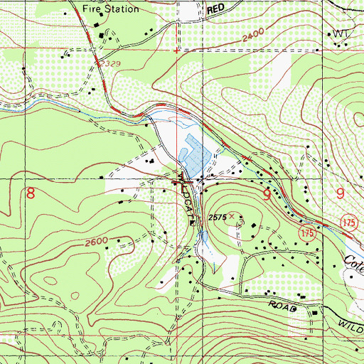 Topographic Map of Cold Creek Ranch, CA