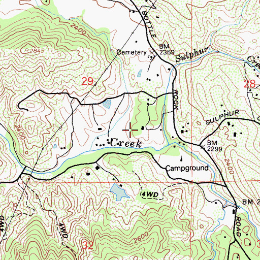 Topographic Map of Farleys Ranch, CA