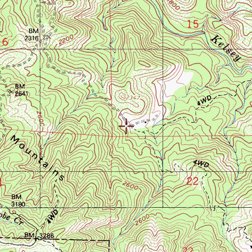 Topographic Map of Mahnke Ranch, CA