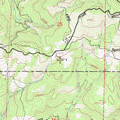 Topographic Map of Sunset Ranch, CA