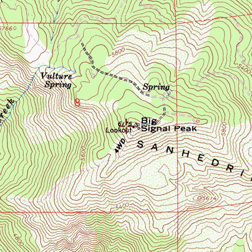 Topographic Map of Big Signal Lookout Tower, CA