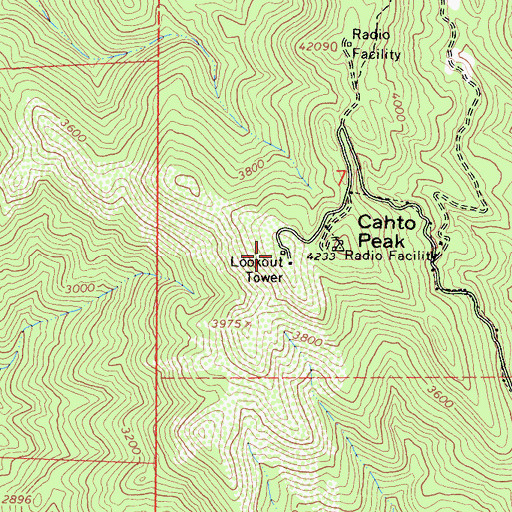 Topographic Map of Cahto Peak Lookout Tower, CA