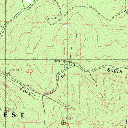 Topographic Map of Camp Four Gulch, CA