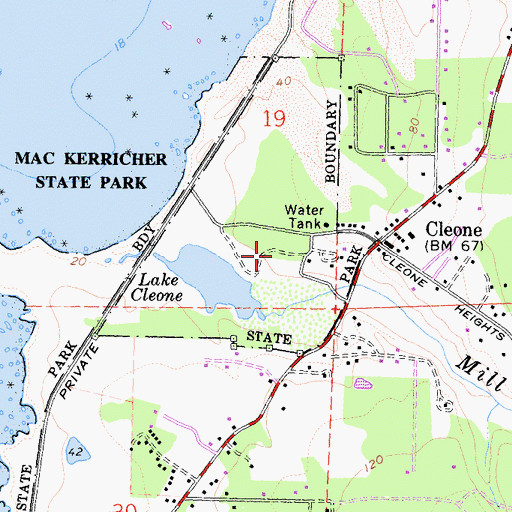 Topographic Map of Cleone Campground, CA