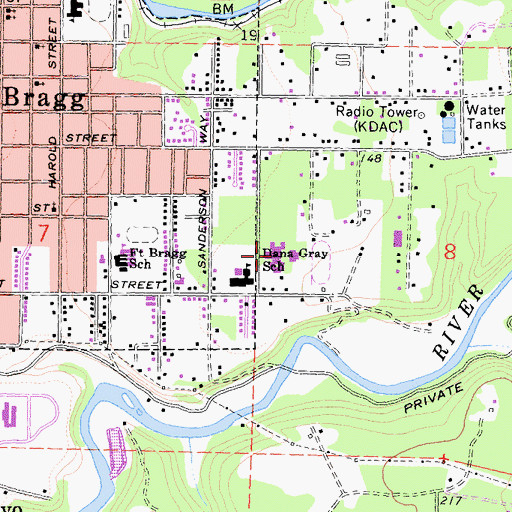 Topographic Map of Fort Bragg High School, CA