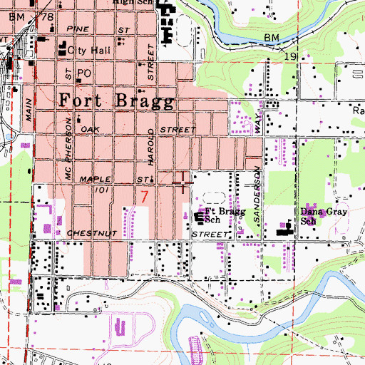 Topographic Map of Green Memorial Park, CA