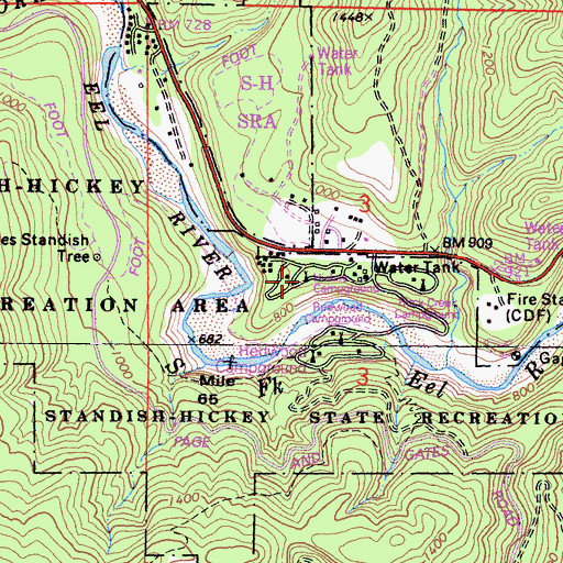 Topographic Map of Hickey Campground, CA