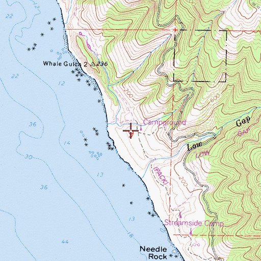 Topographic Map of Jones Beach Camp, CA