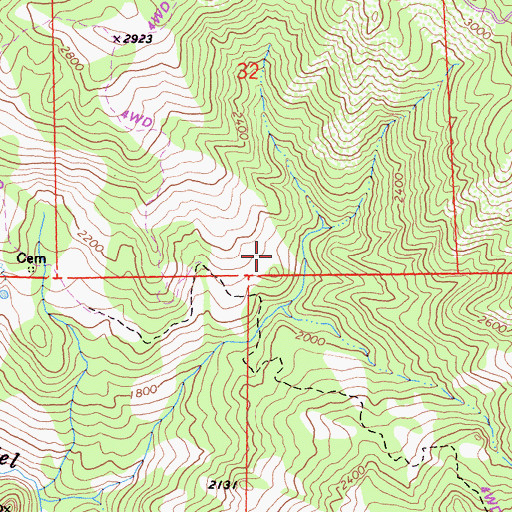 Topographic Map of Linser Mine, CA