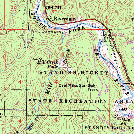 Topographic Map of Mill Creek Loop Trail, CA
