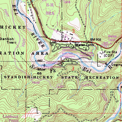 Topographic Map of Redwood Cmapground, CA