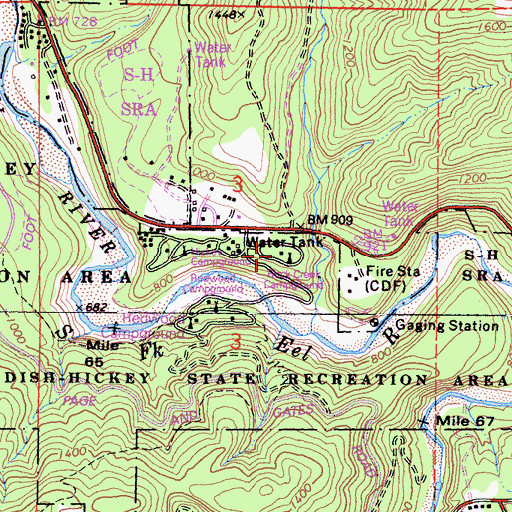 Topographic Map of Rock Creek Campground, CA