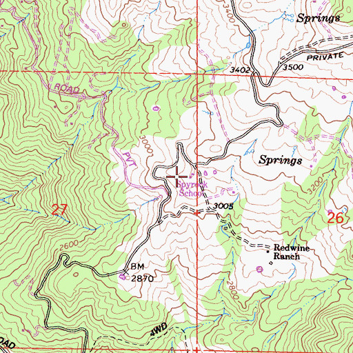 Topographic Map of Spy Rock Elementary School, CA