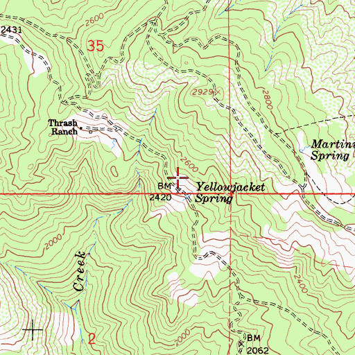 Topographic Map of Thrash Ranch (historical), CA