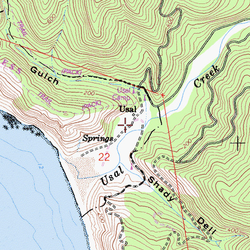 Topographic Map of Usal Campground, CA