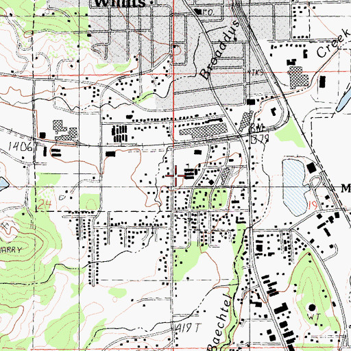 Topographic Map of Baechtel Grove Middle School, CA