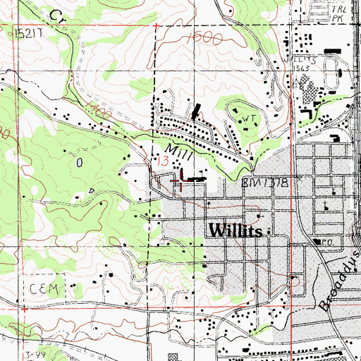 Topographic Map of Brookside Elementary School, CA