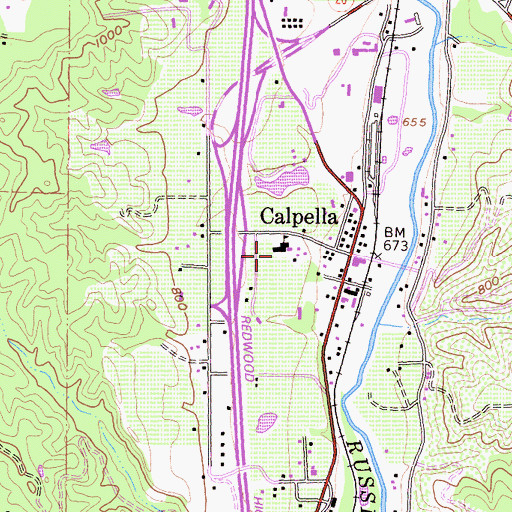 Topographic Map of Calpella Elementary School, CA