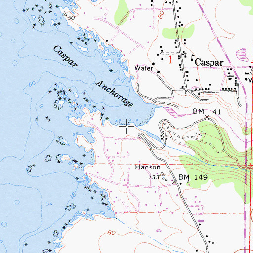Topographic Map of Caspar Headlands State Beach, CA