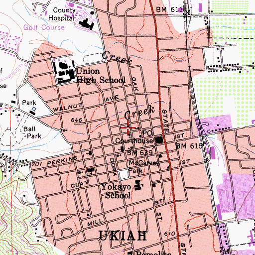 Topographic Map of First Baptist Church, CA