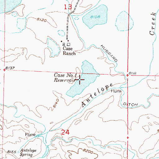 Topographic Map of Case Reservoir Number 1, CO