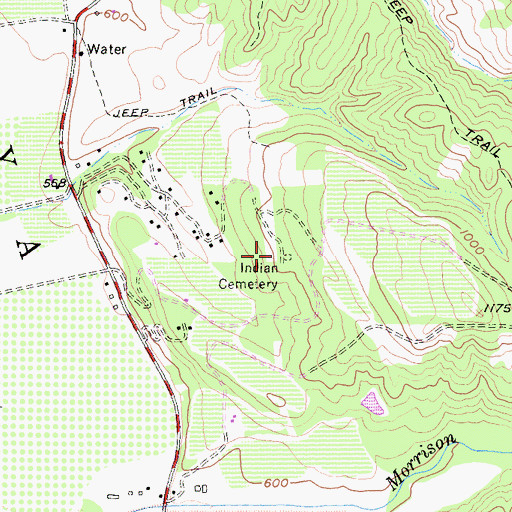 Topographic Map of Indian Cemetery, CA