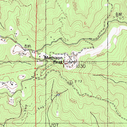 Topographic Map of Mathison Peak Lookout, CA