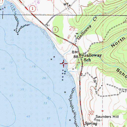 Topographic Map of Schooner Gulch State Beach, CA