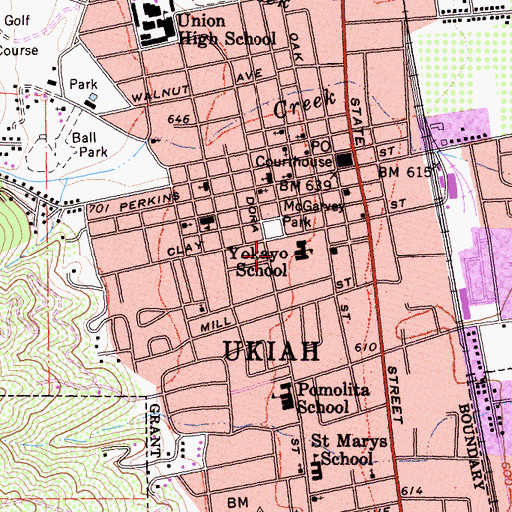 Topographic Map of South Valley High School, CA