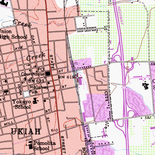 Topographic Map of Ukiah Municipal Gas Works, CA