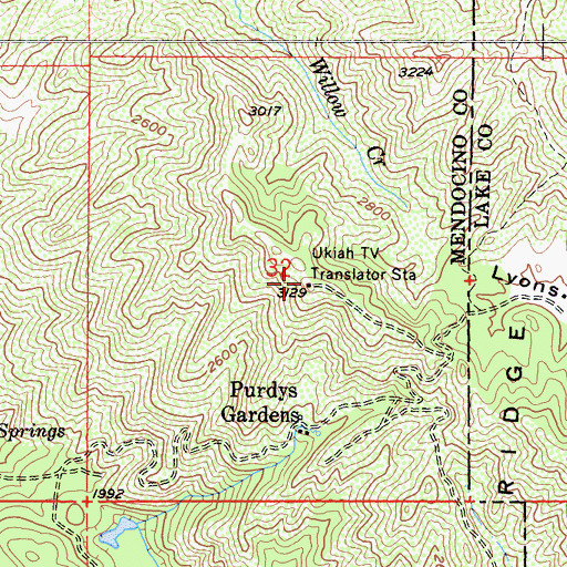 Topographic Map of Ukiah Television Translator Station, CA