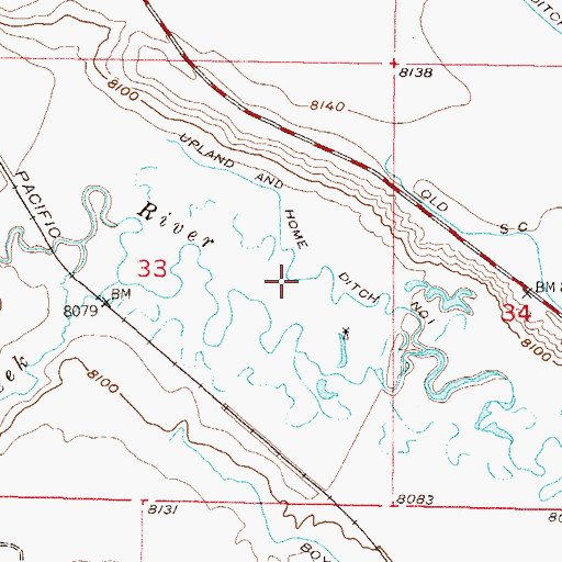Topographic Map of Upland and Home Ditch Number 1, CO