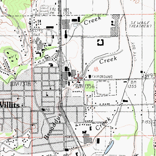 Topographic Map of Willits Branch Mendocino County Library, CA