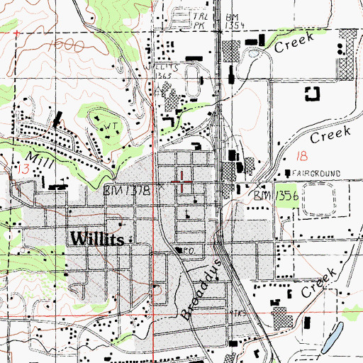 Topographic Map of Willits Center Community College, CA