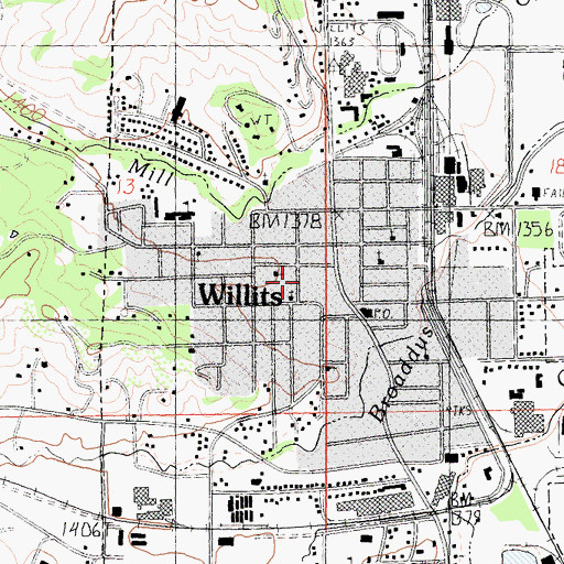 Topographic Map of Willits Grammar School (historical), CA