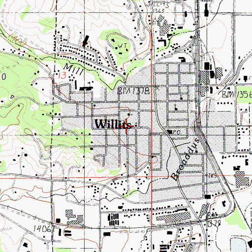 Topographic Map of Willits United Methodist Church, CA