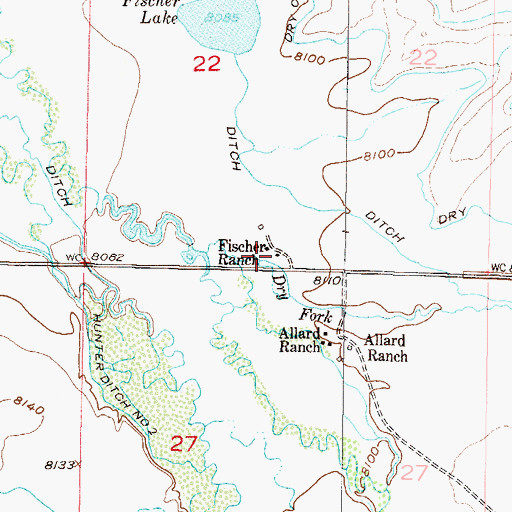 Topographic Map of Fischer Ranch, CO