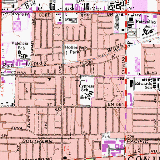 Topographic Map of Cypress Park, CA