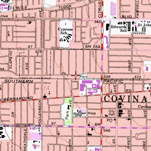Topographic Map of Edna Park, CA