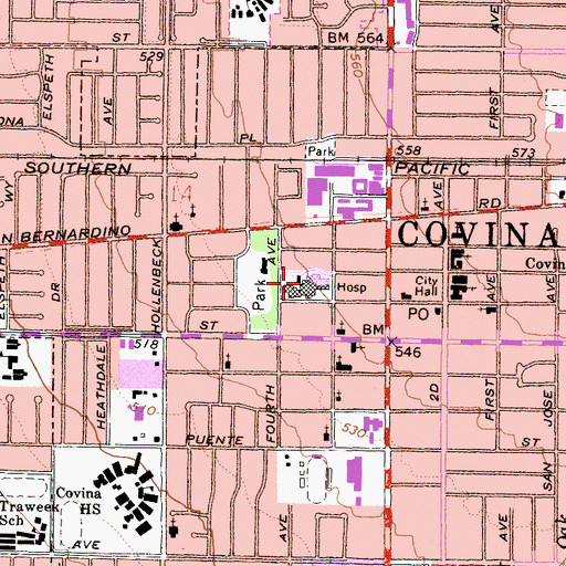 Topographic Map of Inter-Community Hospital, CA