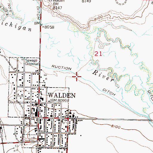 Topographic Map of Ruction Ditch, CO