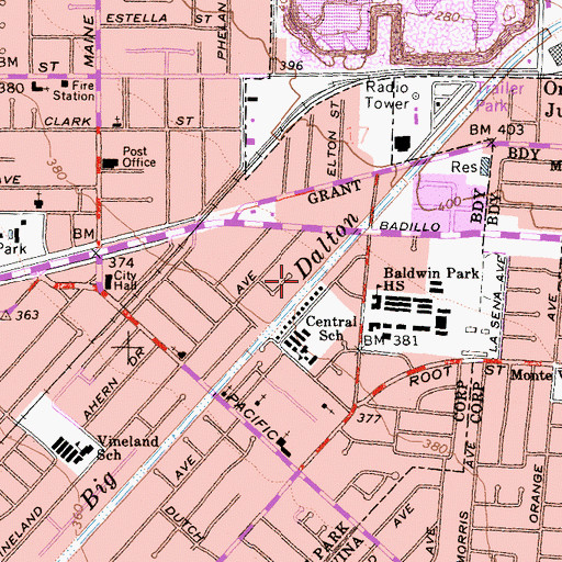 Topographic Map of Central Park West, CA