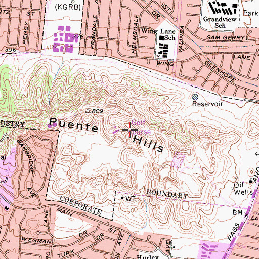 Topographic Map of Dwight D Eisenhower Golf Course, CA