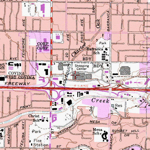 Topographic Map of Eastland Shopping Center, CA